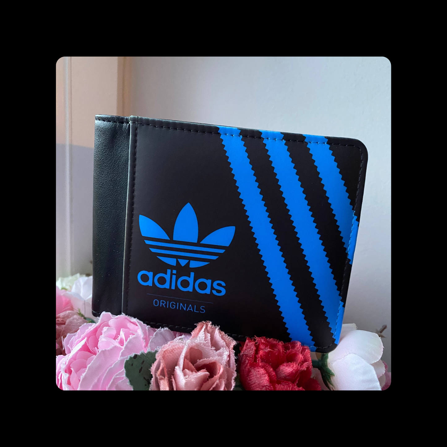Adidas Originals Black & Blue Shoebox Style PU Material Wallet