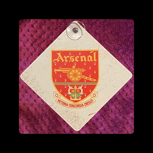 Arsenal 2001-2002 Badge Metal Window Sign 14cm x 14cm (Includes Suction Hook)