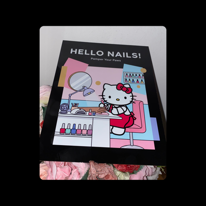 Hello Kitty Nail Salon Metal Bar Sign 15cm x 20cm