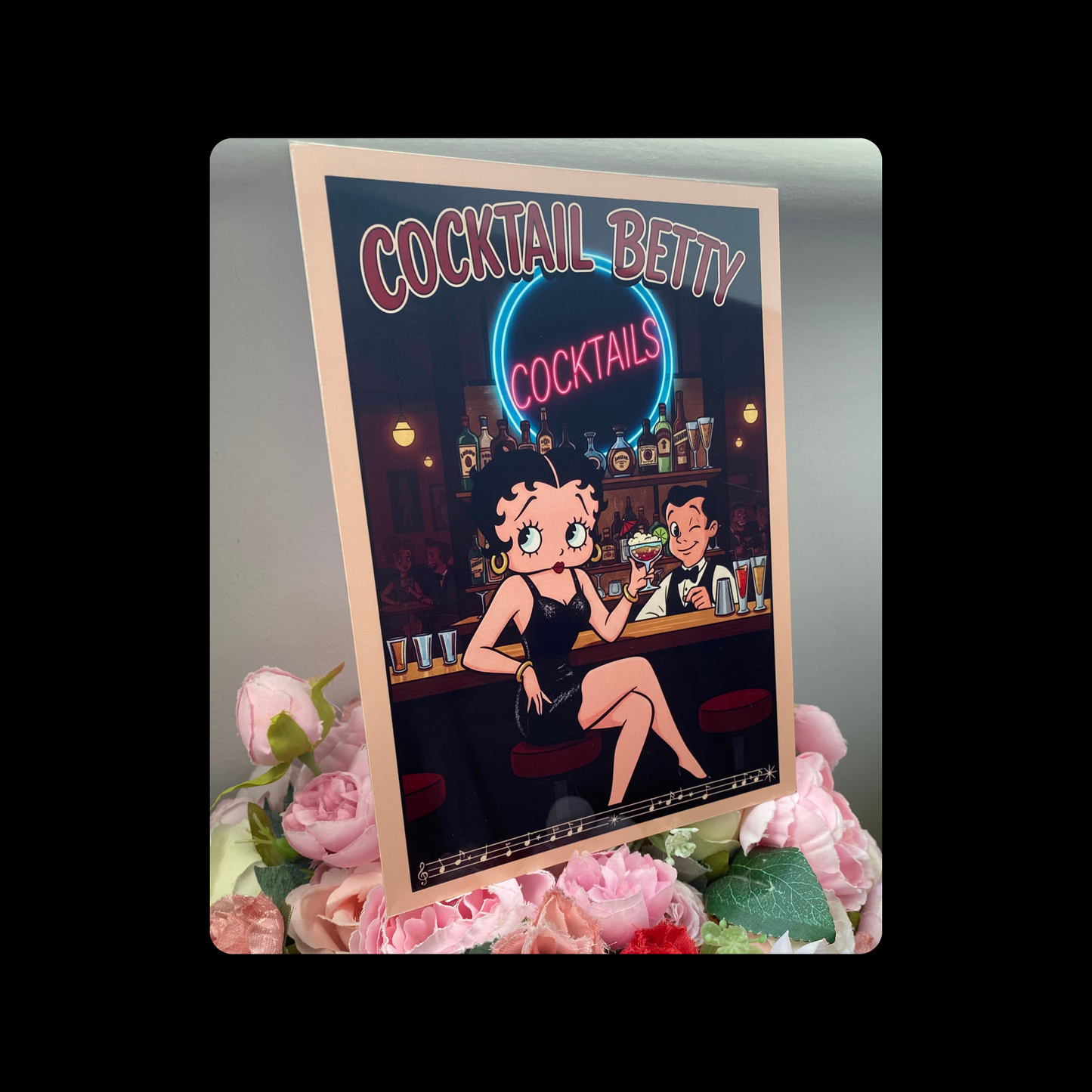 Betty Boop Cocktail Metal Bar Sign 15cm x 20cm