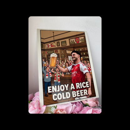 Arsenal Enjoy A (Declan) Rice Cold Beer Metal Bar Sign 15cm x 20cm