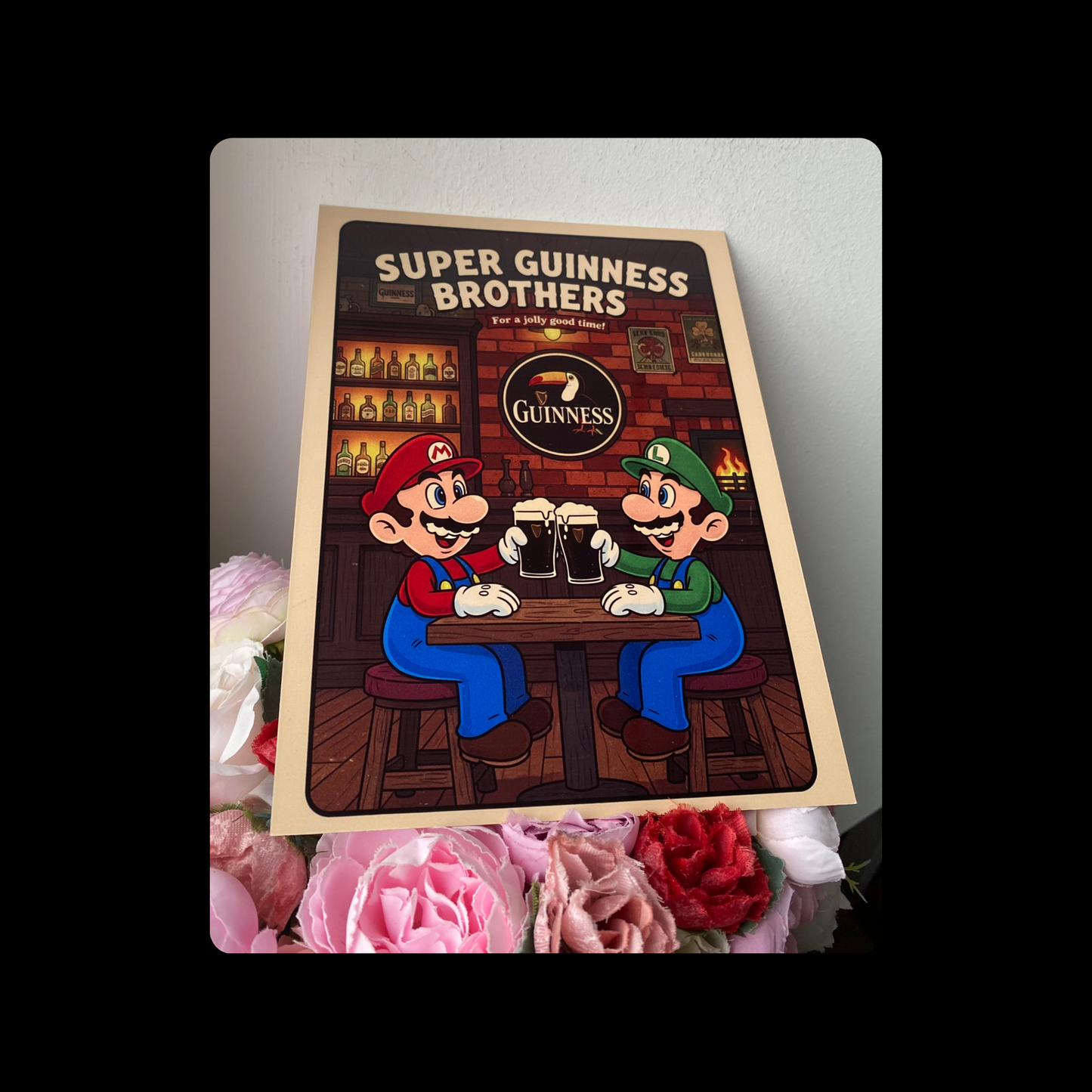 Super Mario Bros. Guinness Metal Bar Sign 15cm x 20cm
