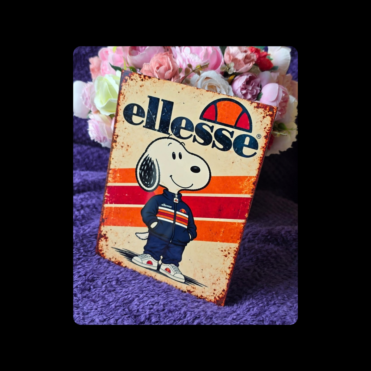 Snoopy Ellesse 80’s Football Casual Metal Bar Sign 15cm x 20cm