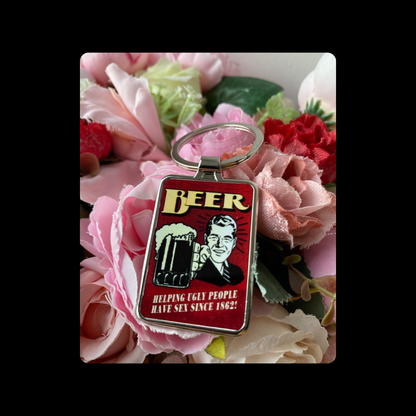 Beer Helping Ugly People Have Sex Since 1862! Rectangular Metal Keyring