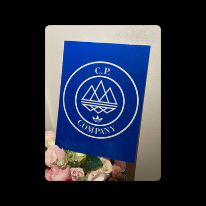 Adidas C.P Company Blue & White Metal Bar Sign 15cm x 20cm