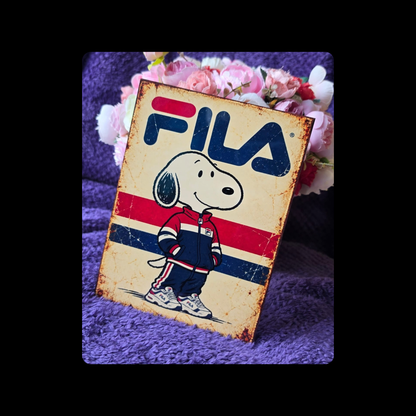 Snoopy Fila 80’s Football Casual Metal Bar Sign 15cm x 20cm