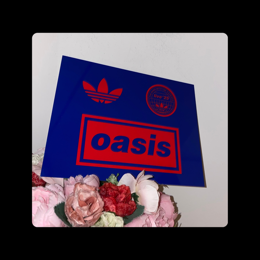 Adidas Oasis Live 25 Blue & Red Metal Bar Sign 15cm x 20cm