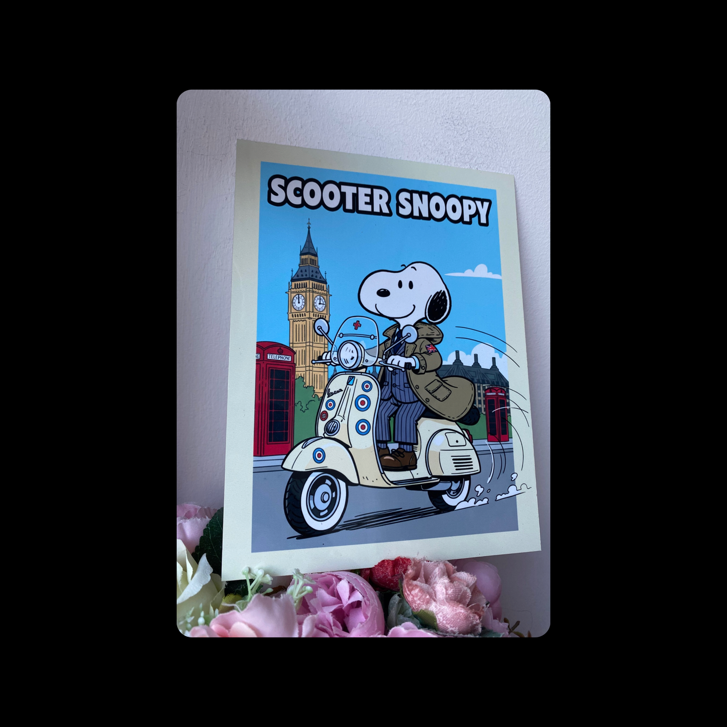 Snoopy Scooter Metal Bar Sign 15cm x 20cm