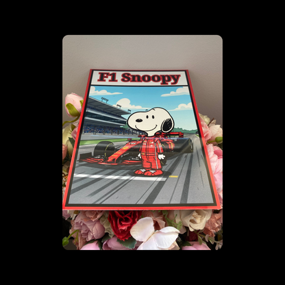 Snoopy F1 (Ferrari) Metal Bar Sign 15cm x 20cm