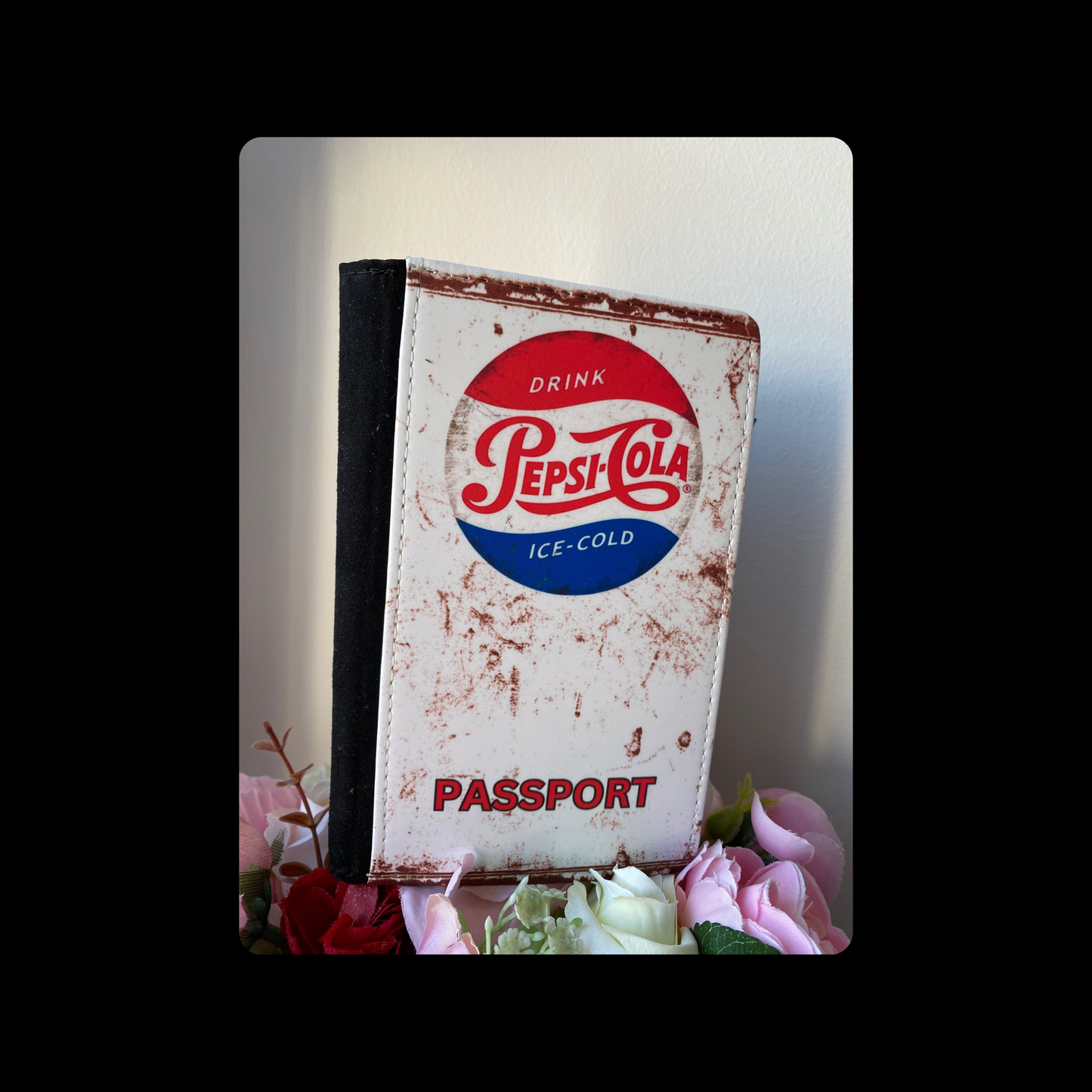 Pepsi White & Rust Coloured Retro PU Material Passport Holder