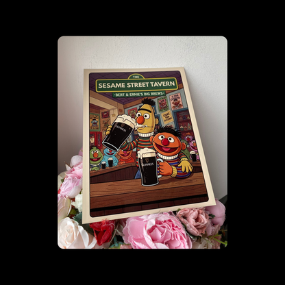 Bert & Ernie Sesame Street Guinness Metal Bar Sign 15cm x 20cm