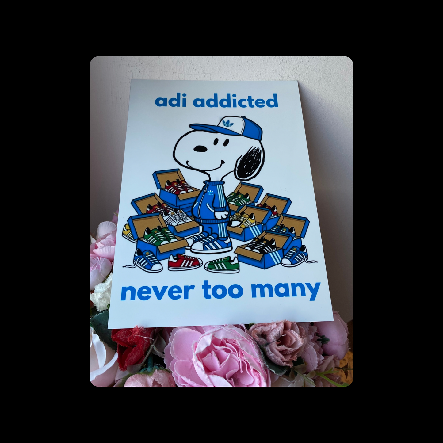 Snoopy Adidas Adi Addicted Never Too Many Metal Bar Sign 15cm x 20cm