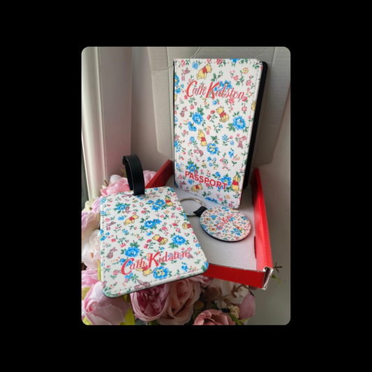 Cath Kidston Winnie The Pooh PU Material Passport Holder, Luggage Tag & Keyring