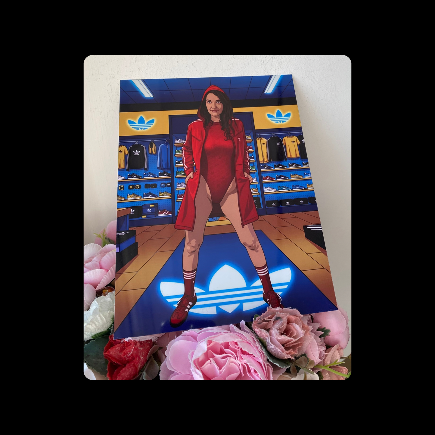 Adidas Pin Up Girl In Adidas Store Metal Bar Sign 15cm x 20cm