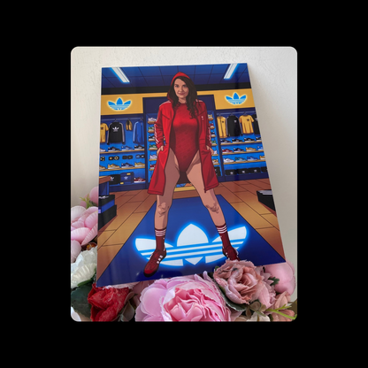 Adidas Pin Up Girl In Adidas Store Metal Bar Sign 15cm x 20cm