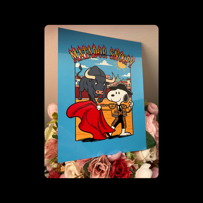 Snoopy Matador Metal Bar Sign 15cm x 20cm