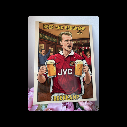 Arsenal Beer & Bergkamp Metal Bar Sign 15cm x 20cm