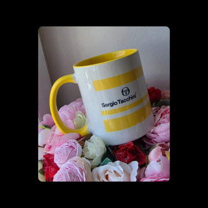 Sergio Tacchini Yellow & White 11oz (330ml) Ceramic Mug