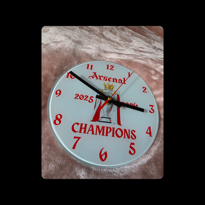 Arsenal Champions Round Glass Clock 20cm (8")