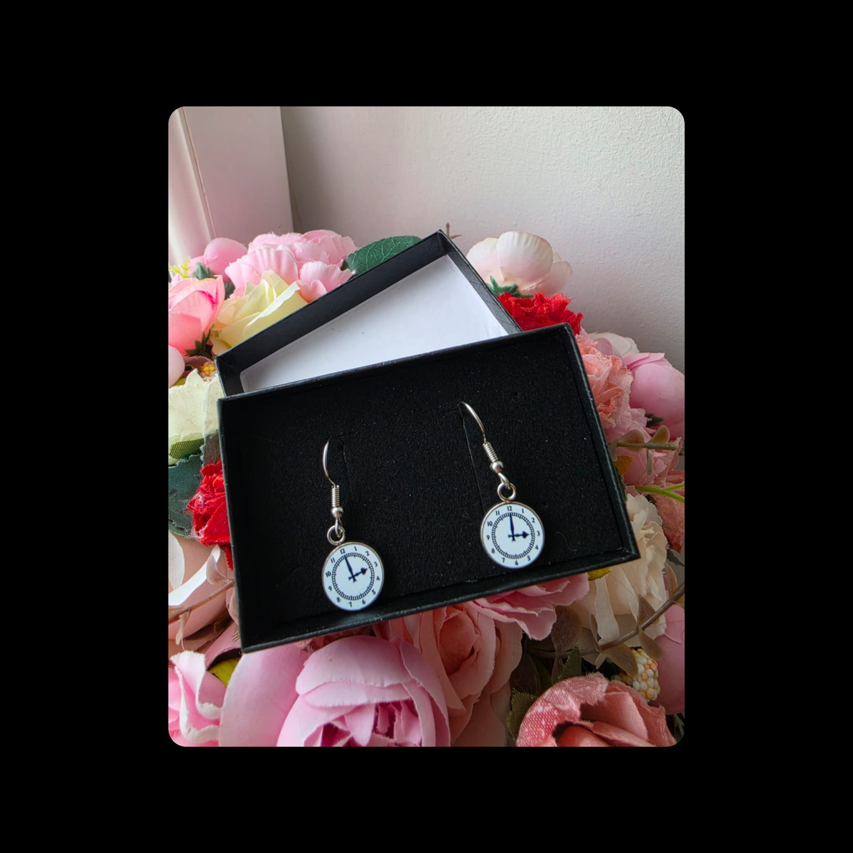 Clock End Clock Round Stainless Steel Earrings 10mm