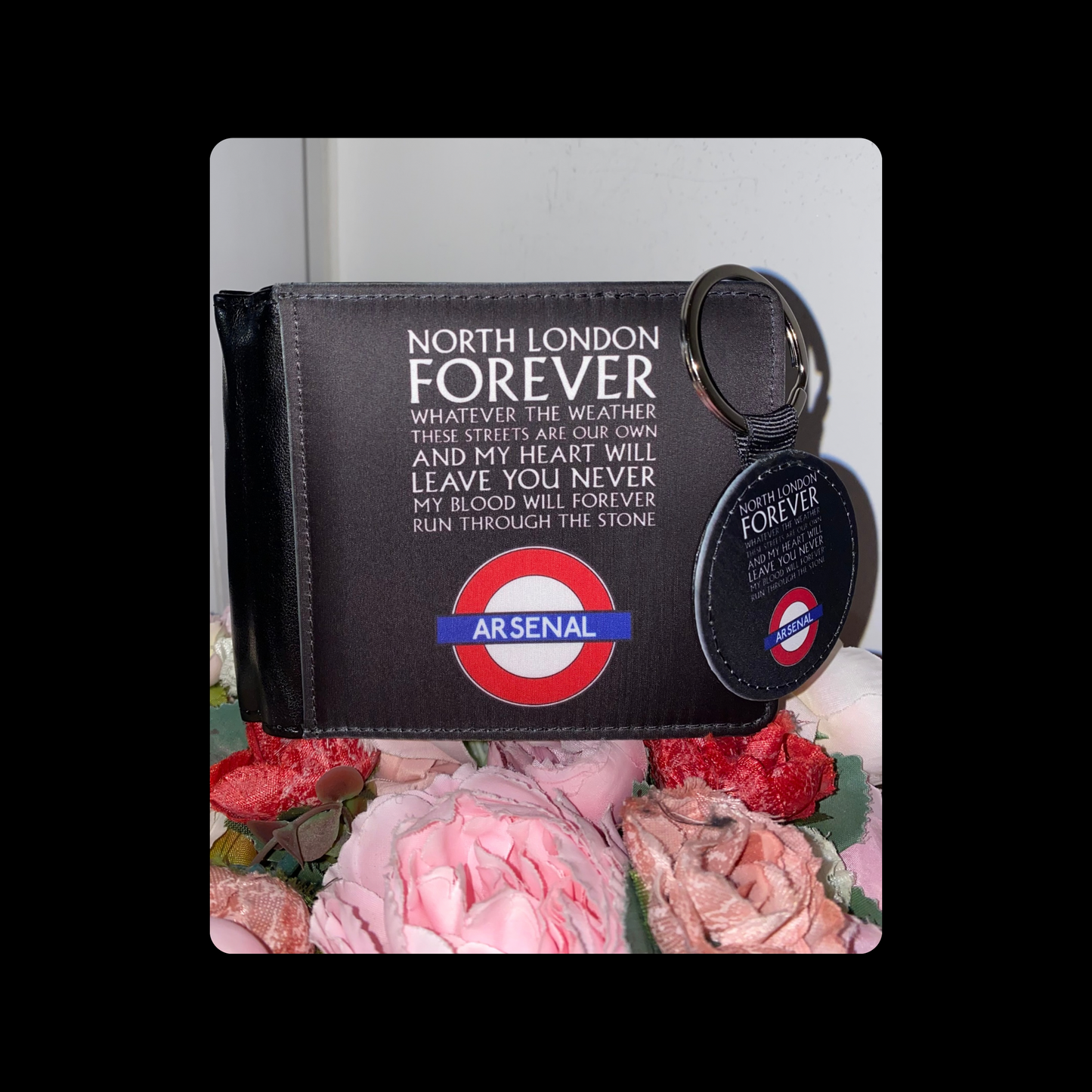 Arsenal North London Forever Lyrics & Tube Sign PU Material Wallet & Keyring