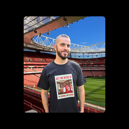 Arsenal Henry Get The Beers In Short Sleeved 100% Cotton Red T-Shirt