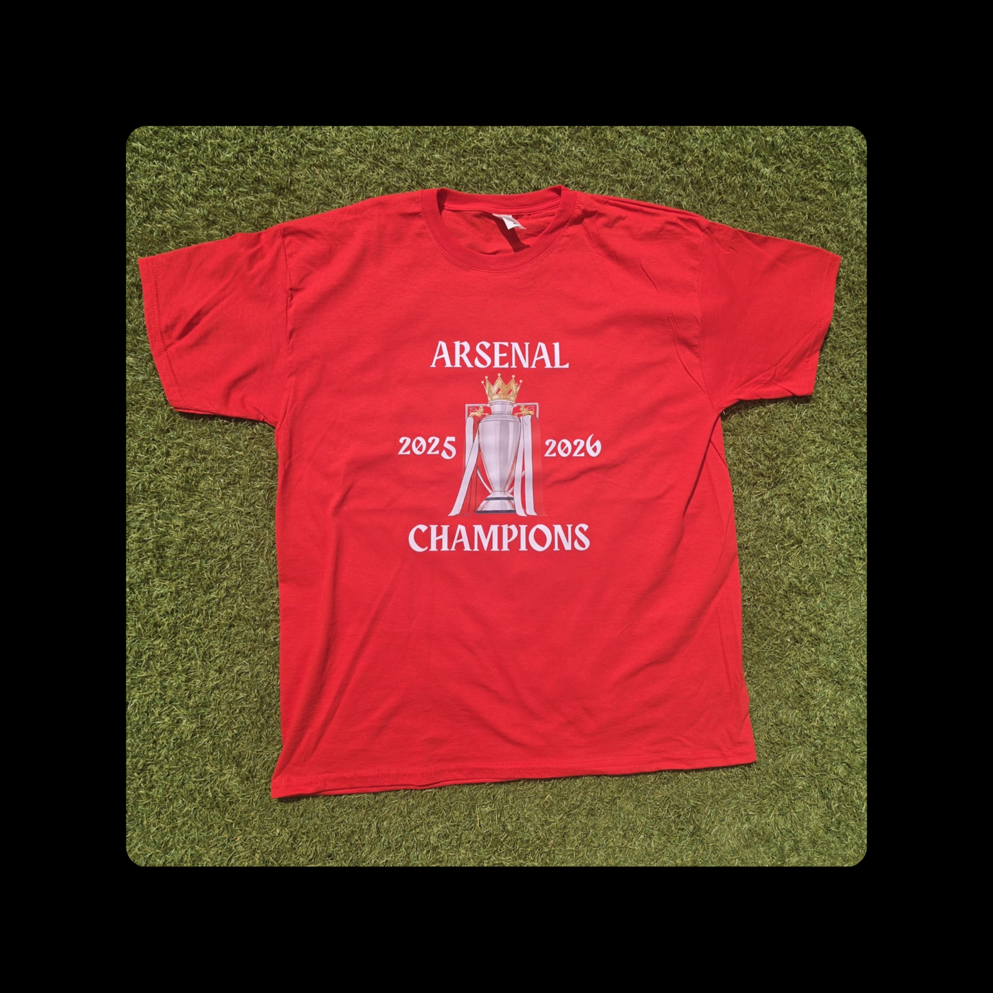Arsenal Champions White Text Short Sleeved 100% Cotton Red T-Shirt