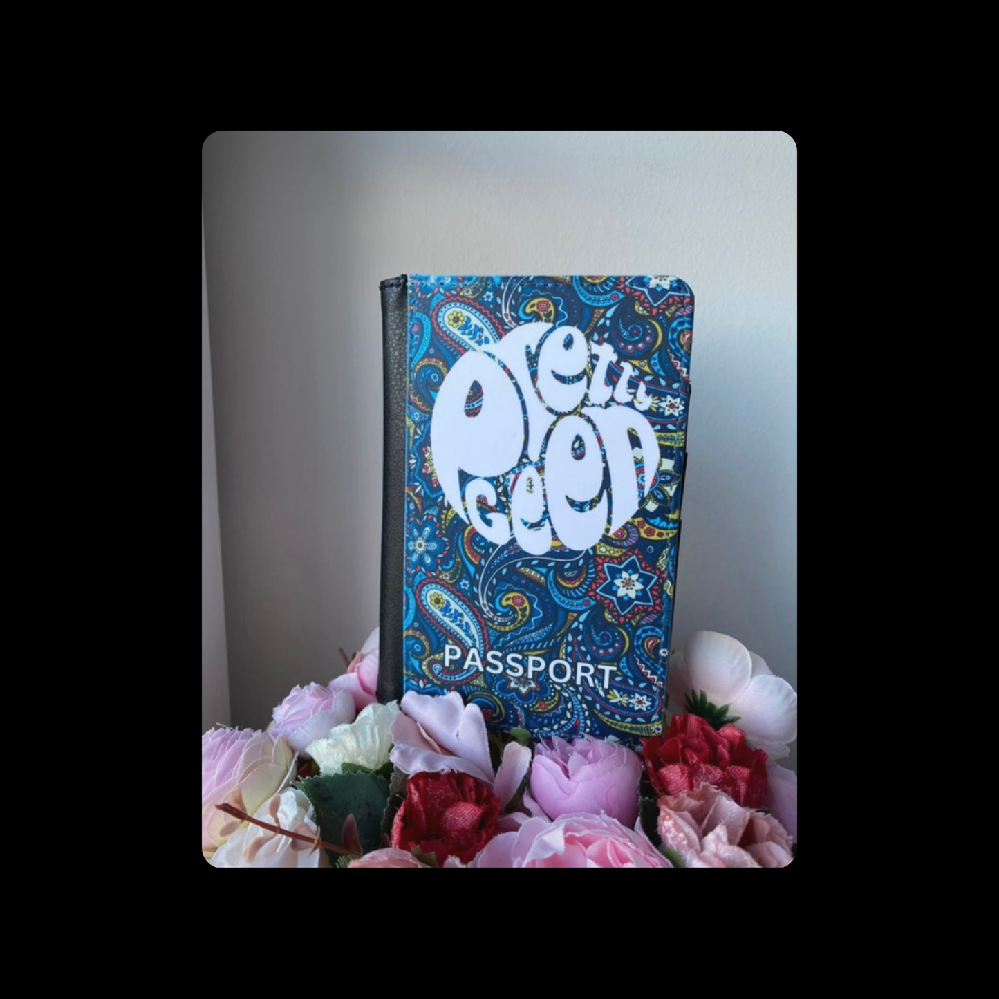 Pretty Green Floral PU Material Passport Holder Wallet