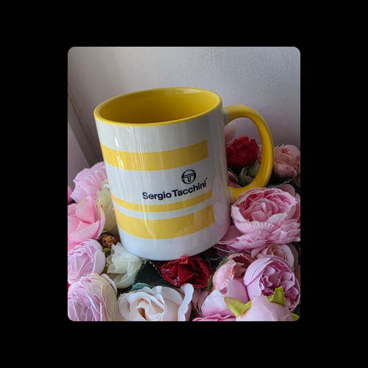 Sergio Tacchini Yellow & White 11oz (330ml) Ceramic Mug