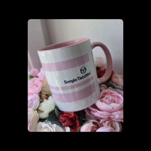 Sergio Tacchini Pink & White 11oz (330ml) Ceramic Mug
