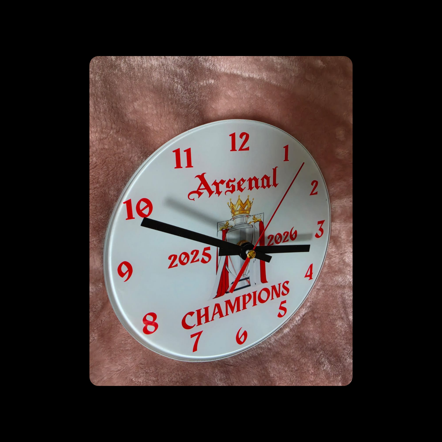 Arsenal Champions Round Glass Clock 20cm (8")