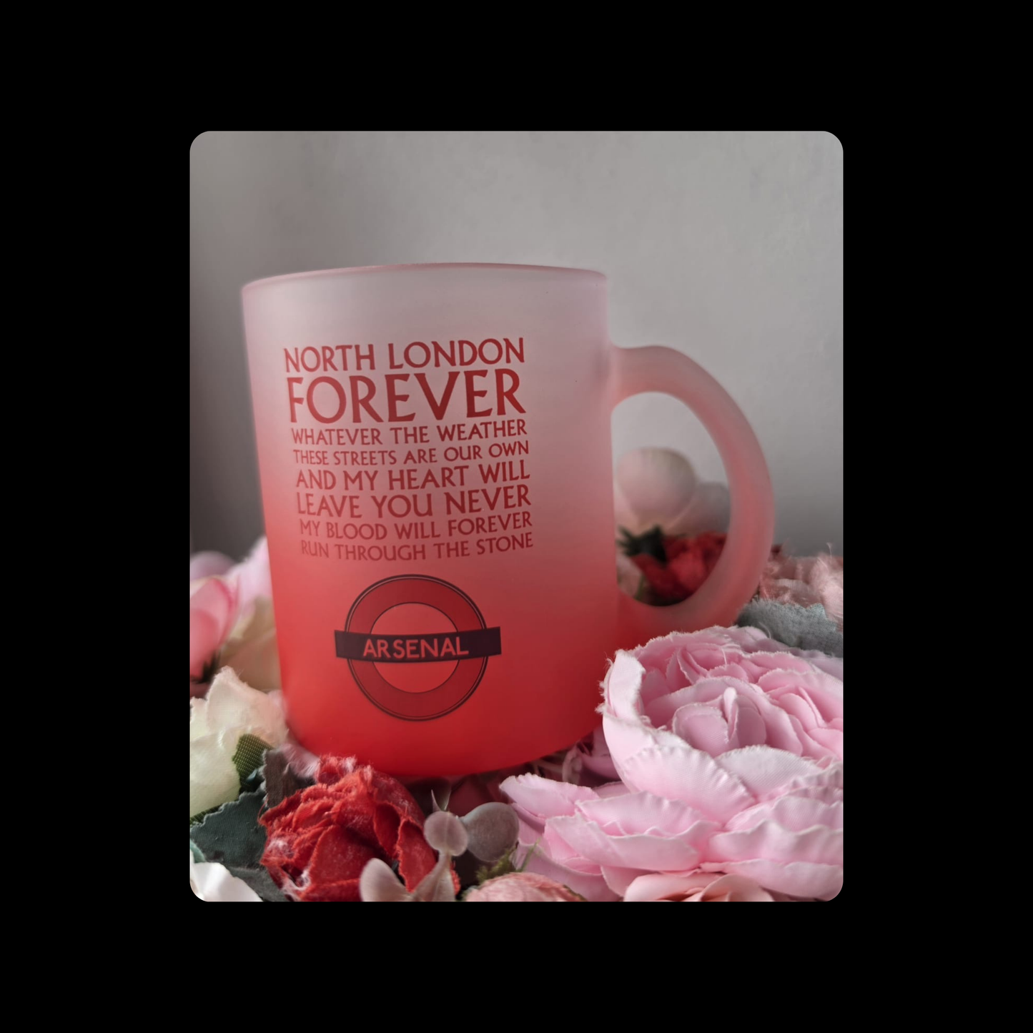 North London Forever Tube Sign 11oz (330ml) Red & White Frosted Mug