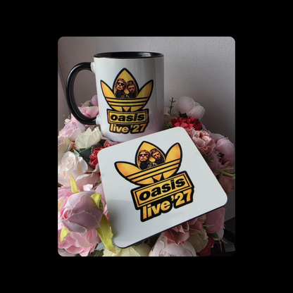 Adidas Oasis Live 27 Two Tone 11oz (330ml) Ceramic Mug & Coaster