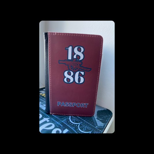 Arsenal 1886 & Cannon Burgundy PU Material Passport Holder Wallet 15cm x 10cm