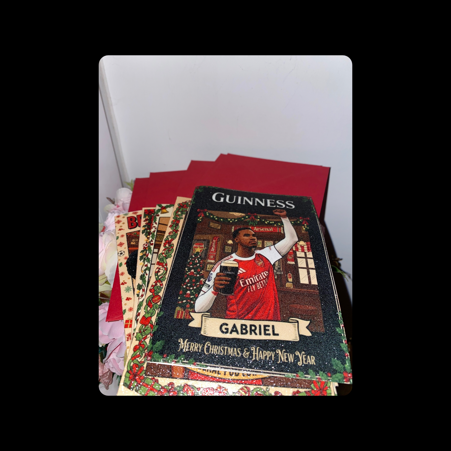 Arsenal Players & Manager A6 Christmas Cards Set Of 5 (Arteta, Gabriel, Saliba, Saks, Rice)