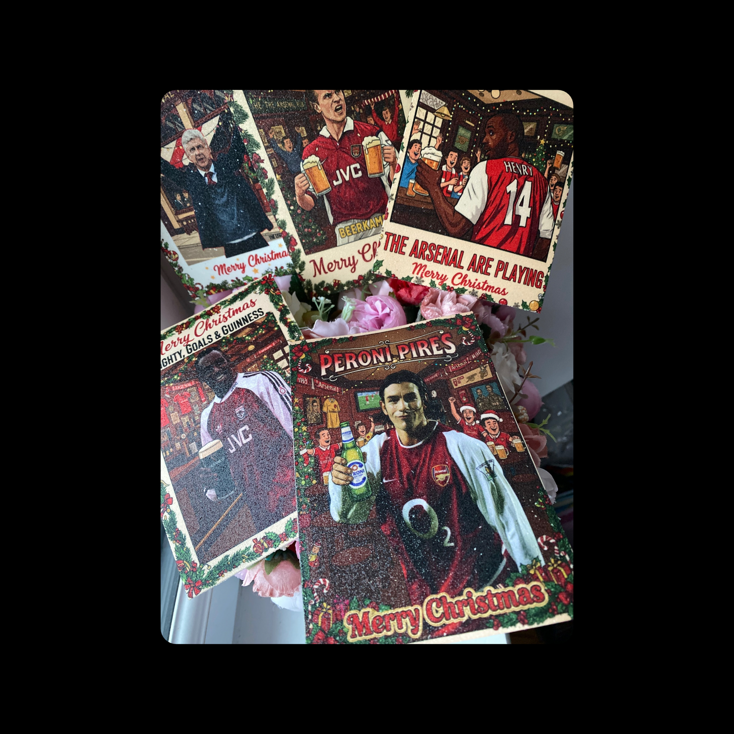 Arsenal Legend A6 Christmas Cards Set Of 5  (Bergkamp, Henry, Pires, Wenger, Wright)