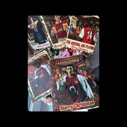 Arsenal Legend A6 Christmas Cards Set Of 5  (Bergkamp, Henry, Pires, Wenger, Wright)