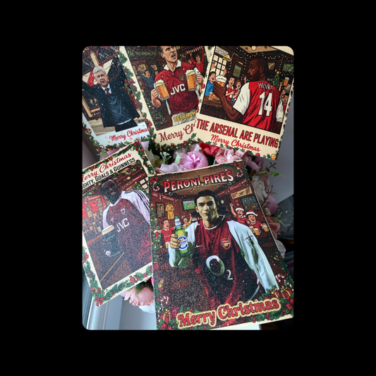 Arsenal Legend A6 Christmas Cards Set Of 5  (Bergkamp, Henry, Pires, Wenger, Wright)