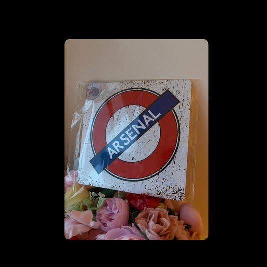 Arsenal Tube Sign Metal Window Sign 14cm x 14cm (Includes Suction Hook)