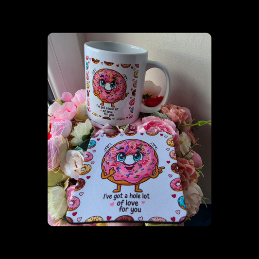 Doughnut Adult Humour 11oz (330ml) Ceramic Mug & Coaster