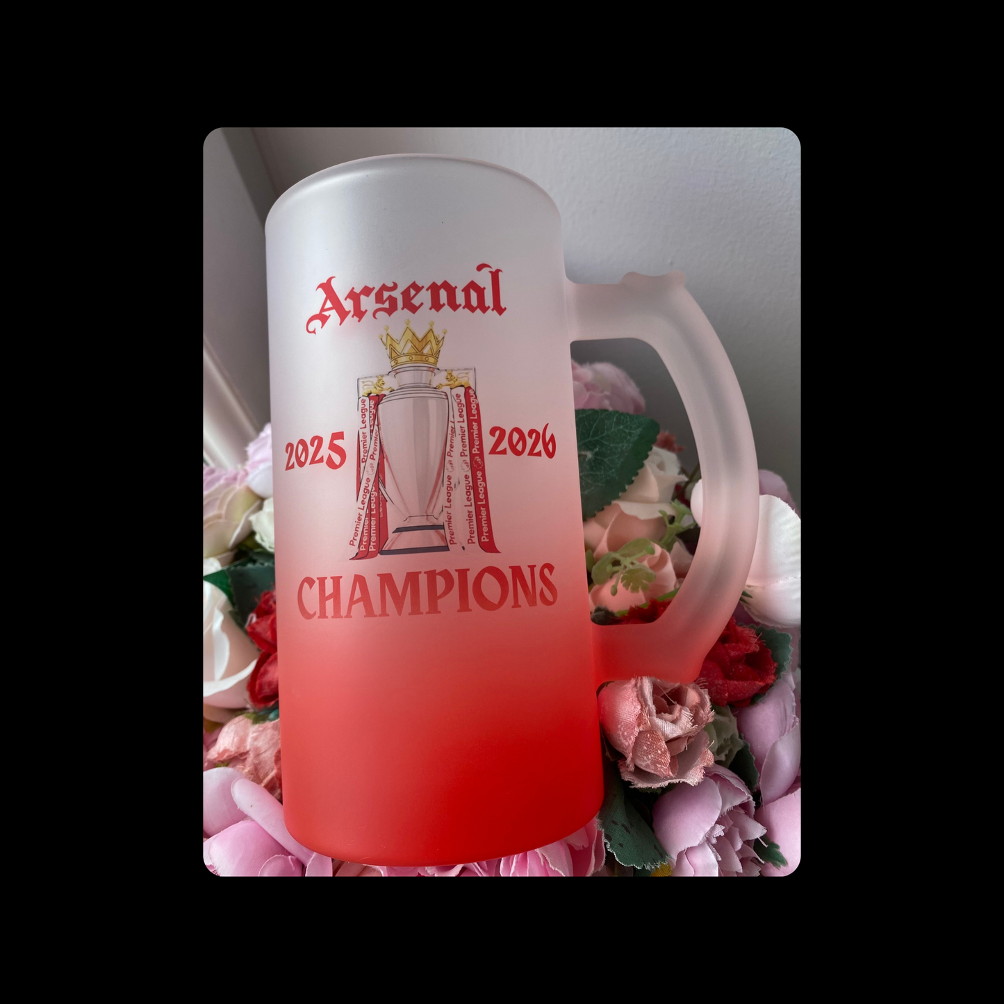Arsenal Champions 16oz (474ml) Red & White Frosted Stein