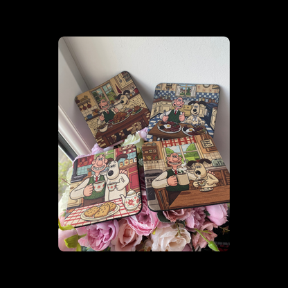Wallace & Gromit Rubber Backed 10cm Coasters Set of 4