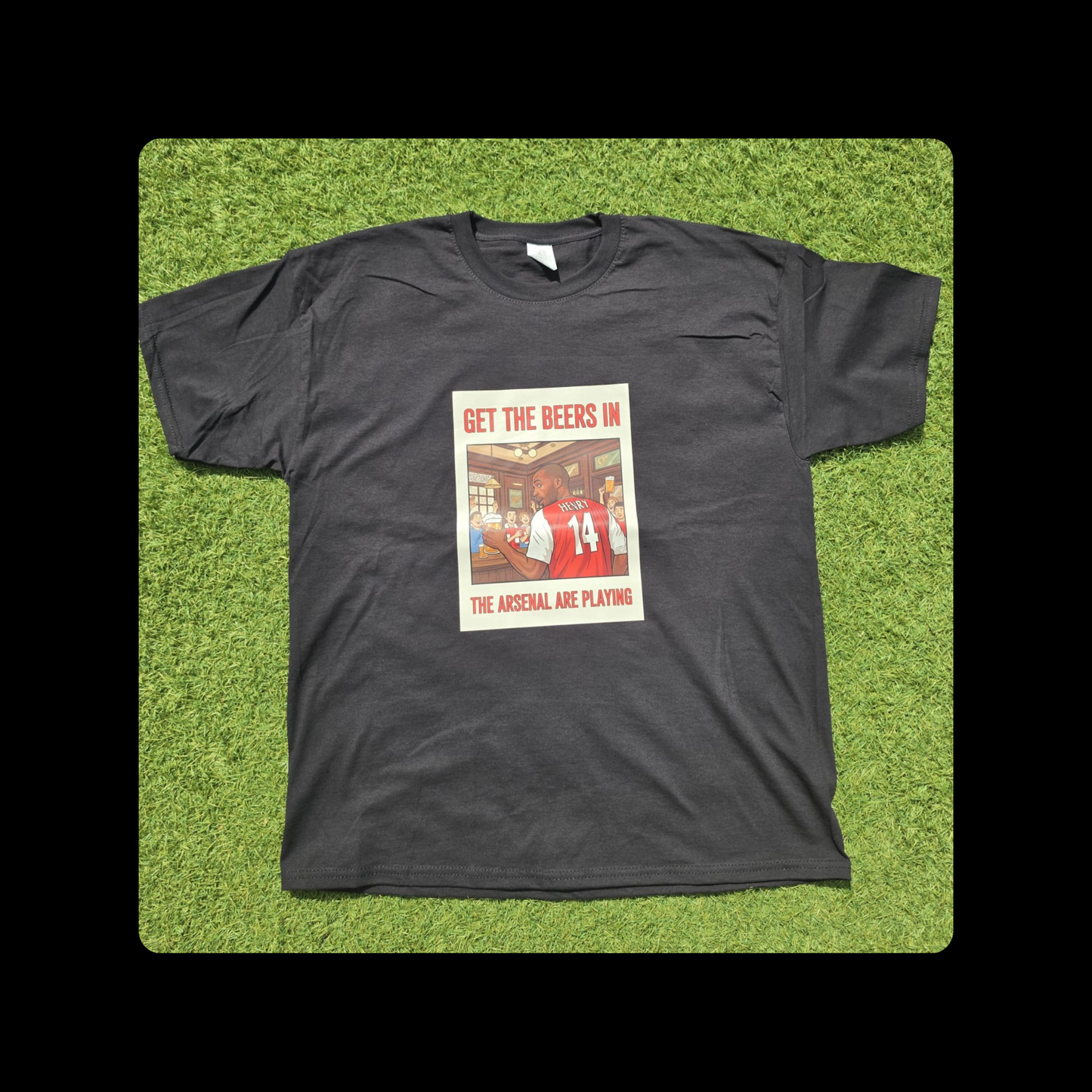 Arsenal Henry Get The Beers In Short Sleeved 100% Cotton Red T-Shirt