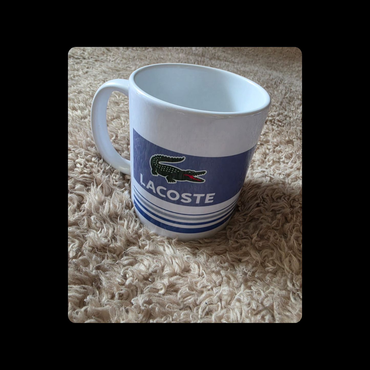 Lacoste White, Blue & Grey 11oz (330ml) Ceramic Mug