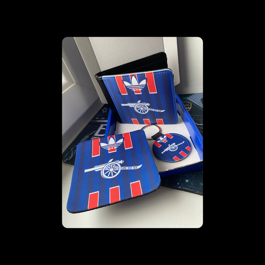 Arsenal Adidas Retro Cannon Navy PU Material Wallet, Keyring & Coaster Gift Box