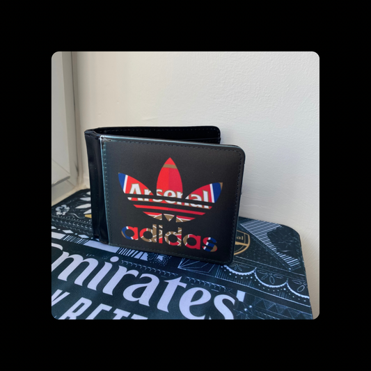 Arsenal Adidas Black PU Material Wallet 10cm x 9.5cm