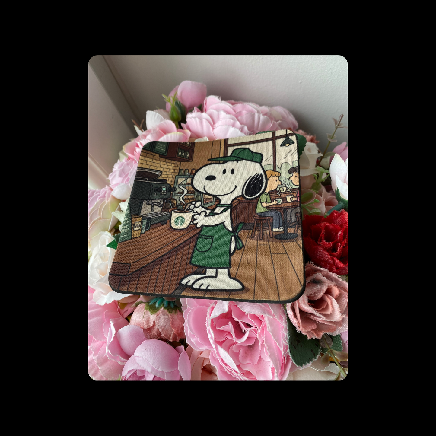 Snoopy Starbucks Rubber Backed 10cm Coaster