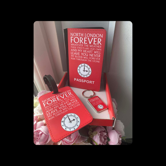 Arsenal North London Forever Lyrics Clock End Clock Red PU Material Passport Holder Gift Set