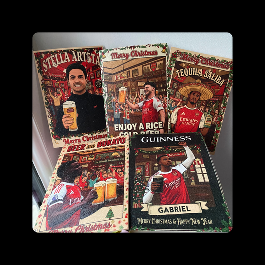 Arsenal Players & Manager A6 Christmas Cards Set Of 5 (Arteta, Gabriel, Saliba, Saks, Rice)