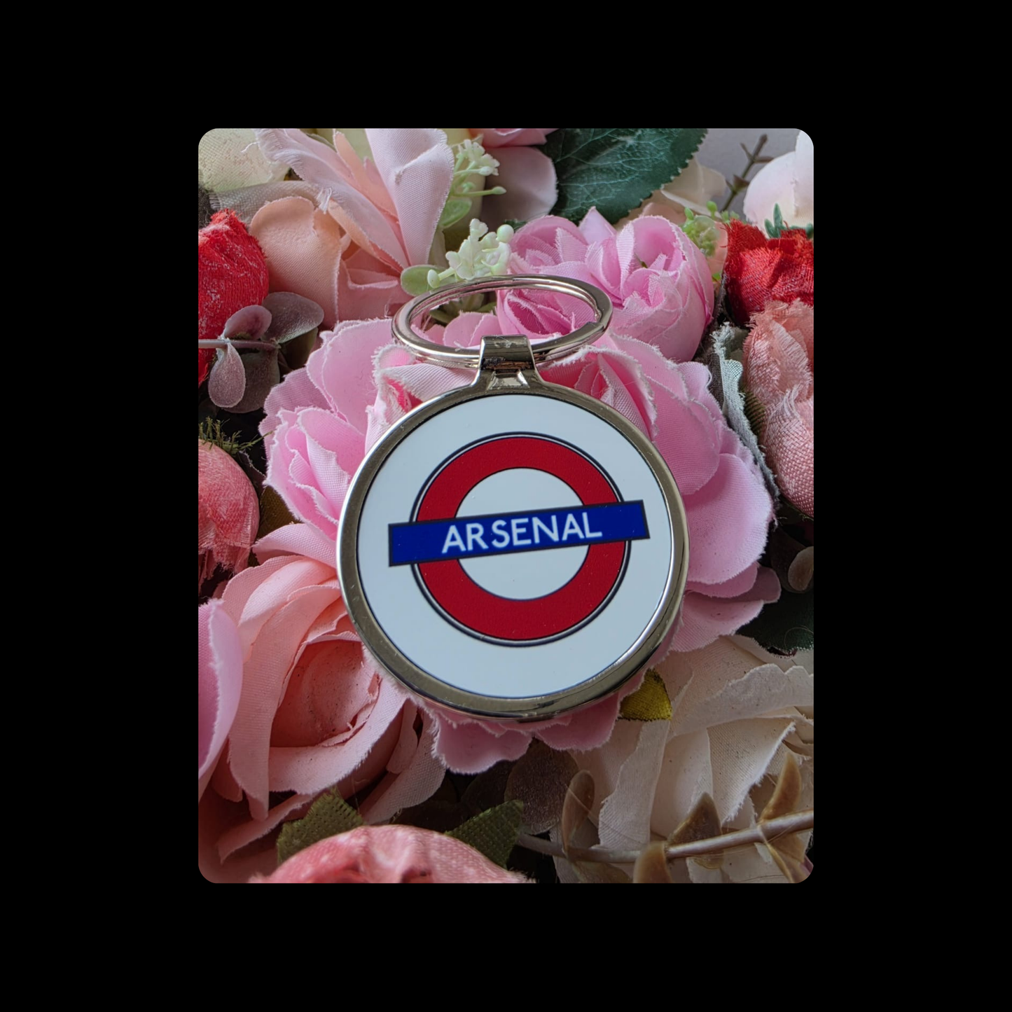 Tube Sign Round Metal Keyring 4cm